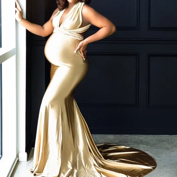 Gold maternity dress (XL)